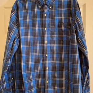 Chaps Blue and Black Plaid Button Down Shirt